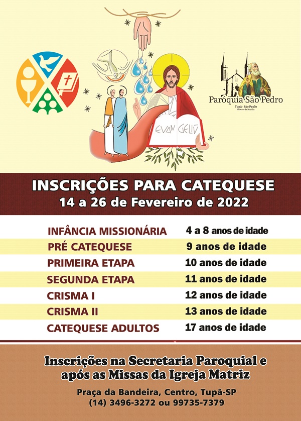 São Pedro de Tupã tem data definida para inscrições para catequese 2022