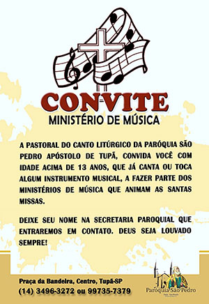 Convite Ministério de Música da São Pedro de Tupã