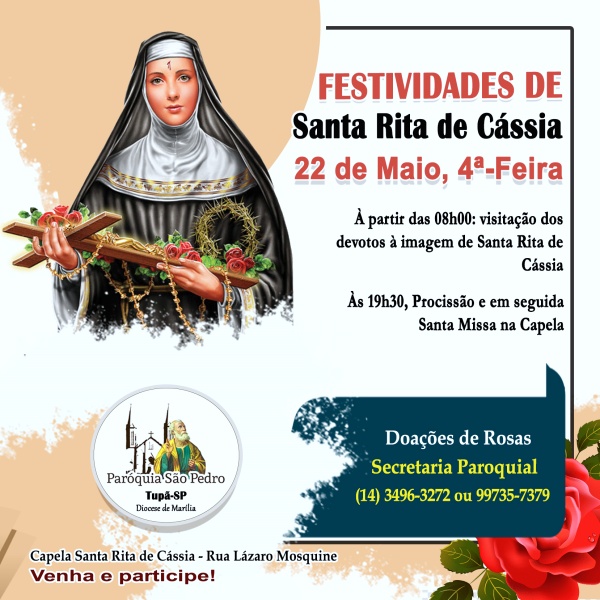 Santa Rita de Cssia tem programao definida para o Dia da Padroeira