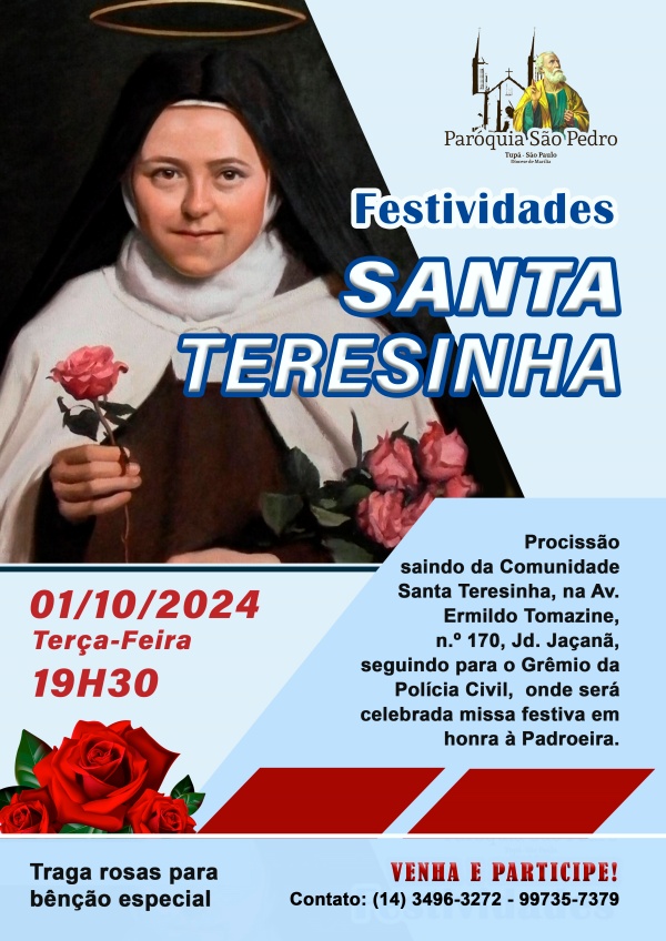 Santa Teresinha tera celebrao festiva no prximo dia 01 de outubro