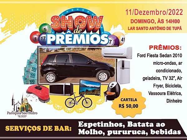 São Pedro de Tupã realizará Show de Prêmios e entre as rodadas haverá um veículo Ford Fiesta